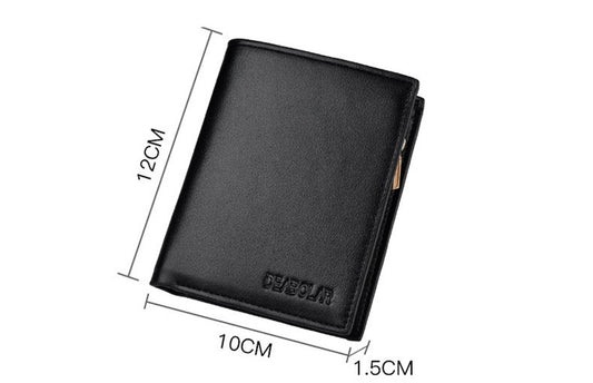 Men's Fashion Simple Tri-fold Zipper Money Clip Multi-card Space