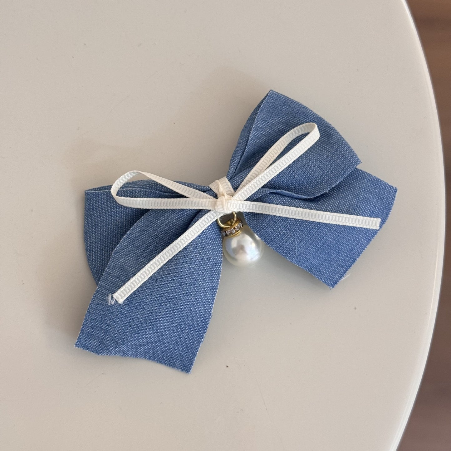 Lace Denim Blue Bow Barrettes Hairpin