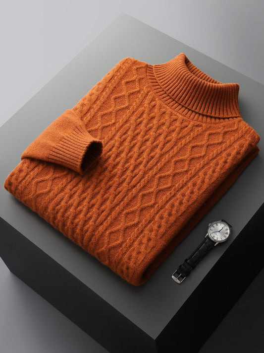 Heavy Industry Thick Cashmere Sweater Men's High Lapel Pullover