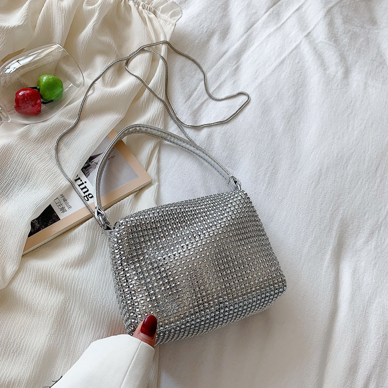 Dame håndtaske med rhinsten, ny mode kæde skulder-/crossbody-taske