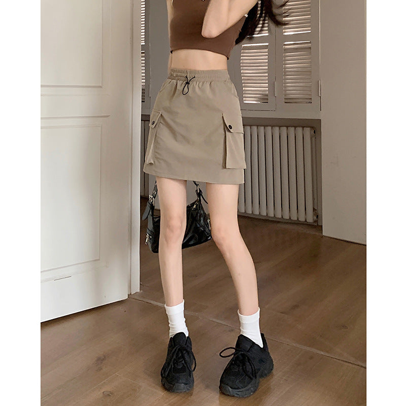 Women's Adjustable-Waist Drawstring Cargo Skirt