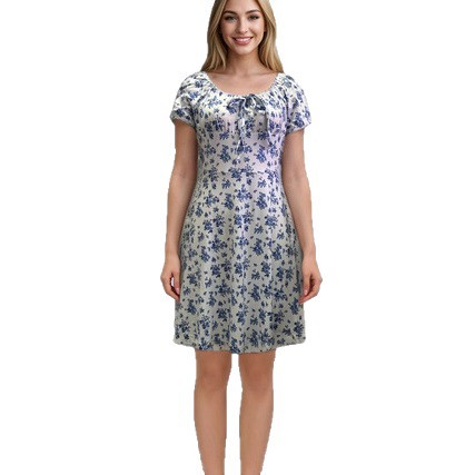 French-style Fashionable Puff-sleeved Floral Dopamine-chic Dress