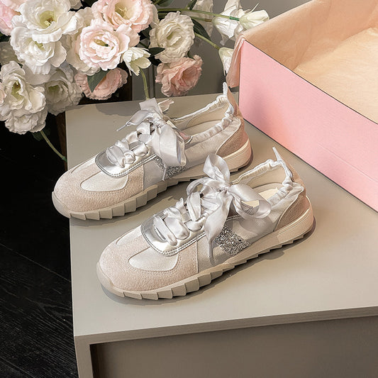 Retro Flat Bottom Stitching Breathable Jogging Sneaker