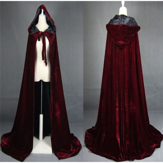 Velvet Warm Women's Cloak Coat Mid-length With Cap