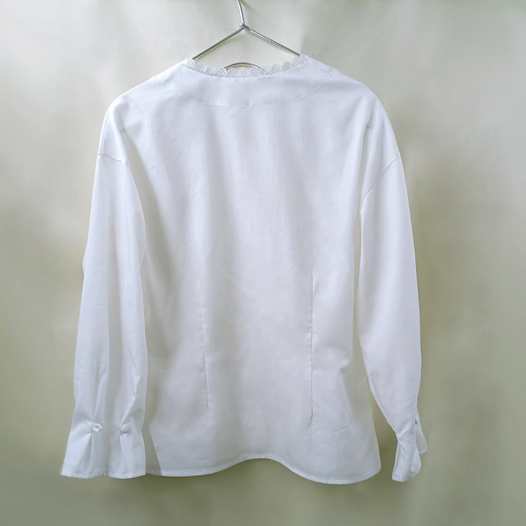 Rose Fiber Comes With Flower Fragrance High-end Design V-neck Lace White Shirt