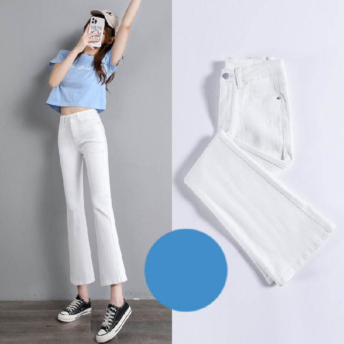High Waist Slimming Stretch Micro Flared Cropped Trousers Women's Long Trousers