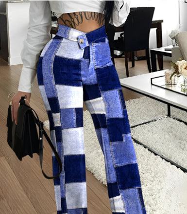 Fashion Gold Velvet Striped Casual Women's Pants