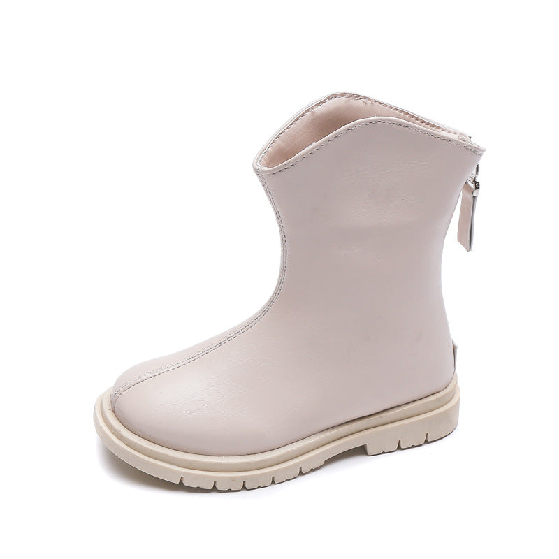 Autumn And Winter Girls Korean Casual Plus Velvet Warm Leather Boots