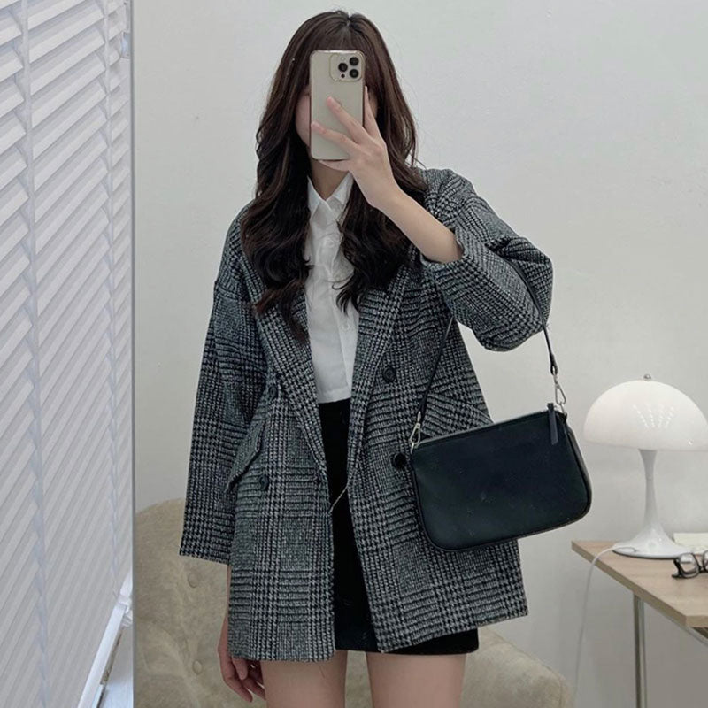 French Vintage Lapel Double-Breasted Loose Versatile Jacket