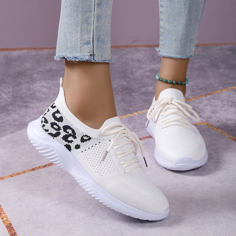 Women's Flat Casual Sports Single-layer Plus Size Lace Up Fashion Mesh Shoes