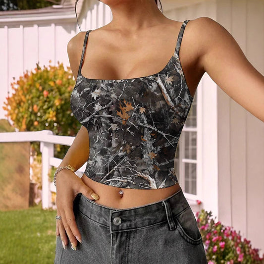 Women's Top Summer Clothing Sweet Printed Tube Top Retro Spaghetti Straps