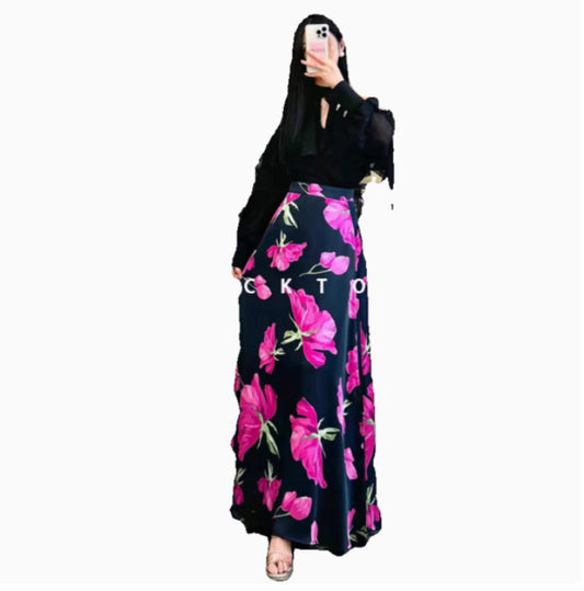Women's Off-shoulder Halter Shirt Chiffon Top And Skirt