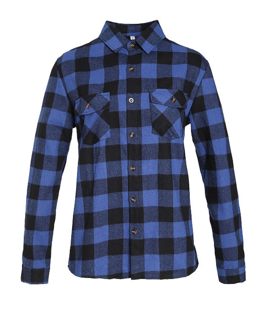 Long-sleeved Pocket Checked Shirt With A Lapel For Young Men In Autumn And