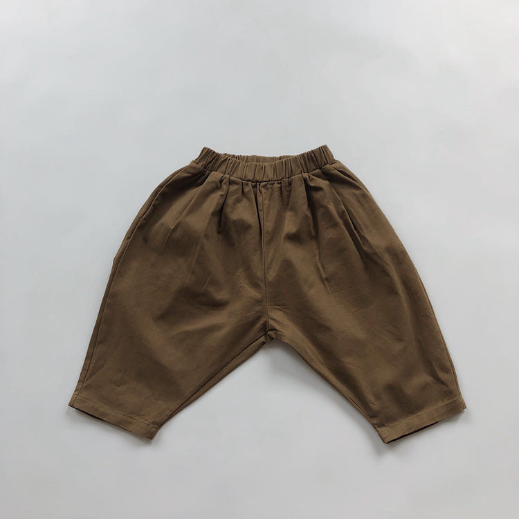 Children's Solid Color Casual Pants Casual Literary Style Elastic