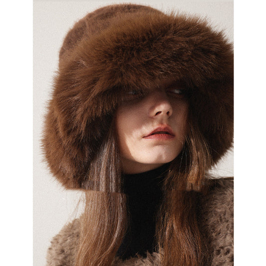 Womens Oversized Furry Fisherman Hat For Fall And Winter In Mongolian Style