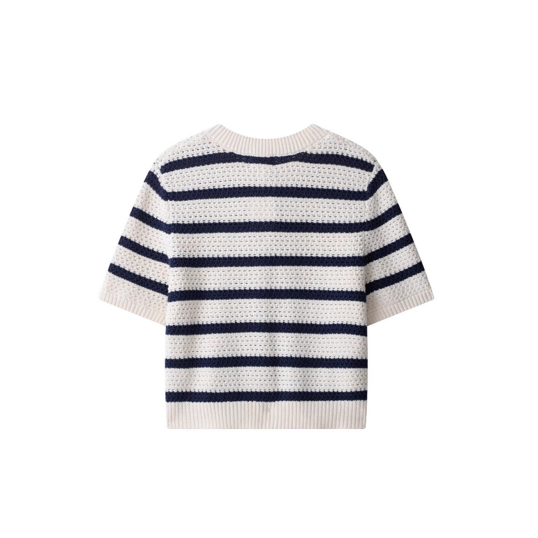 Stylish Versatile Casual Striped Knit Top