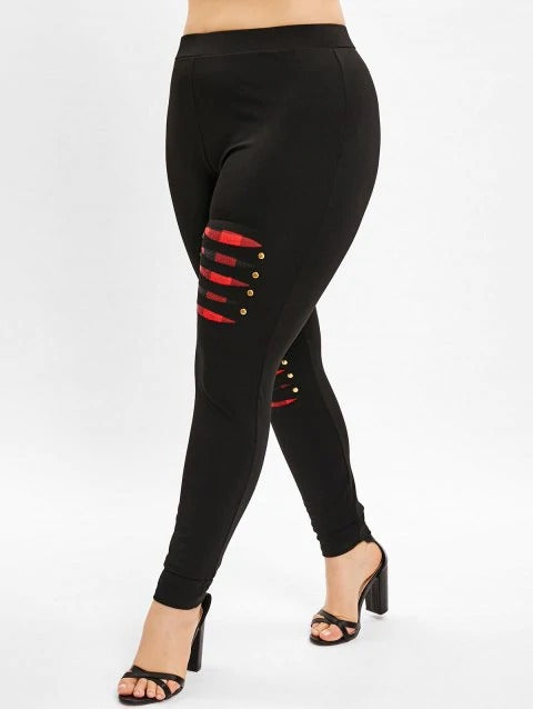 Knife Stitching Contrast Color Nailed Casual Leggings