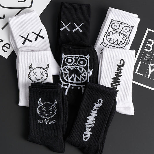 Spring And Autumn Sports Graffiti Men's Basketball Socks