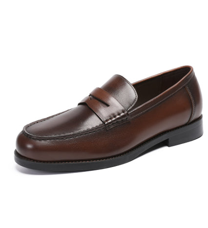British Gentleman First Layer Cowhide Round Toe Casual Shoes