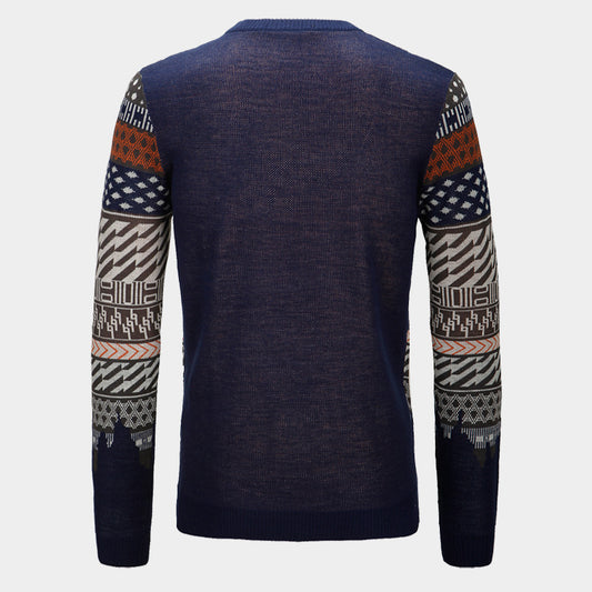 Contrasting Color Sweater Men's Slim Pullover Sweater