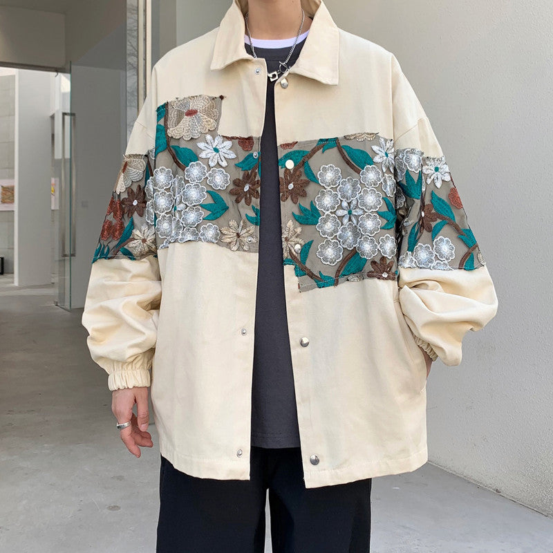 Patchwork Coat Casual Vintage Lapel Jacket Top