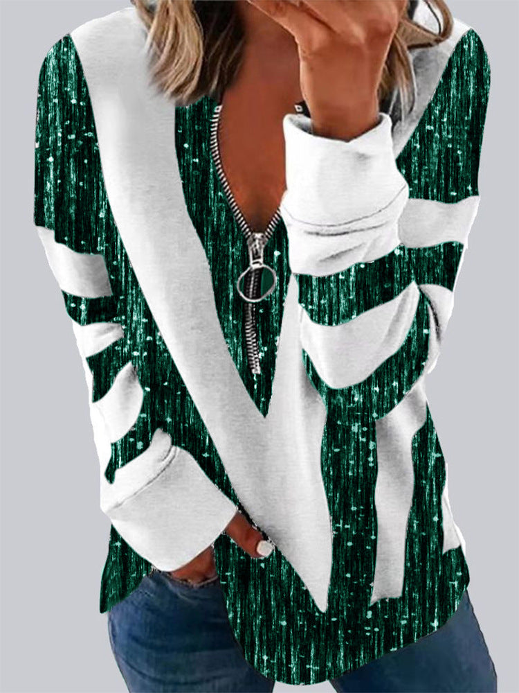 Women's Long-sleeved Loose Pullover Digital Printing Sweater