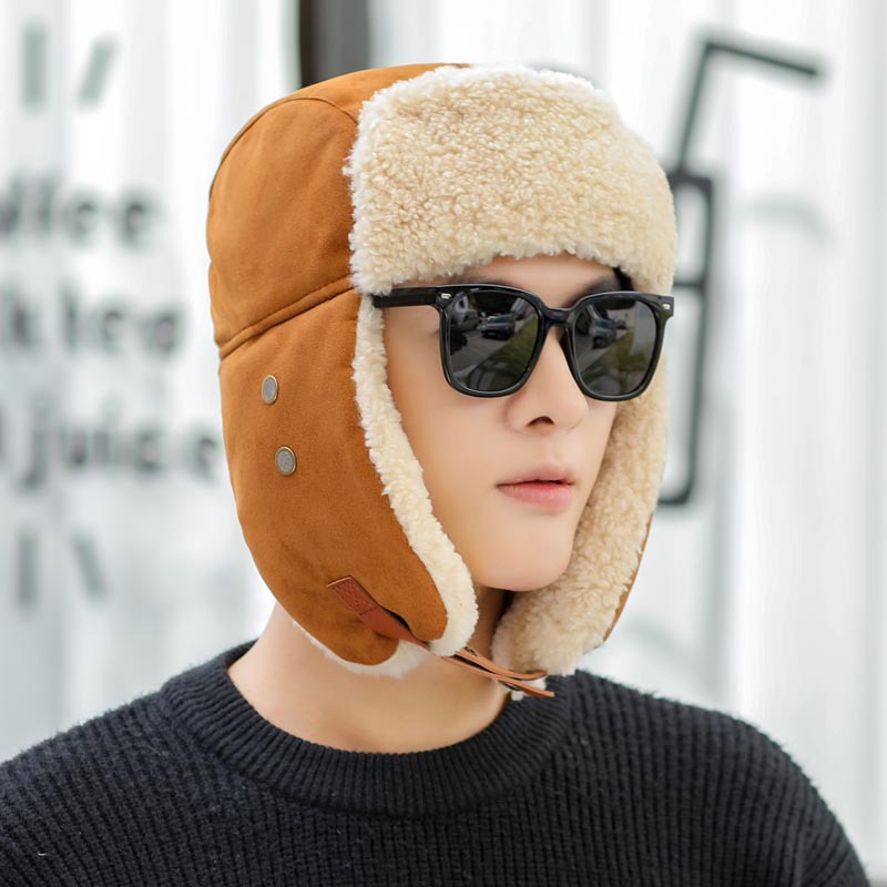 Mens Thickened Cotton Cold Protective Ear Protection Hat