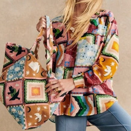 Fashionable All-match Printed Casual Cardigan Lapel Single Breasted Shirt