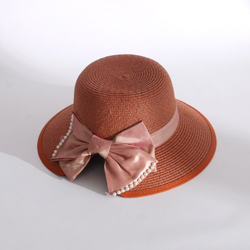 Women's Fashion Pearl Large Eaves Cover Face Sun Protection Fisherman's Hat