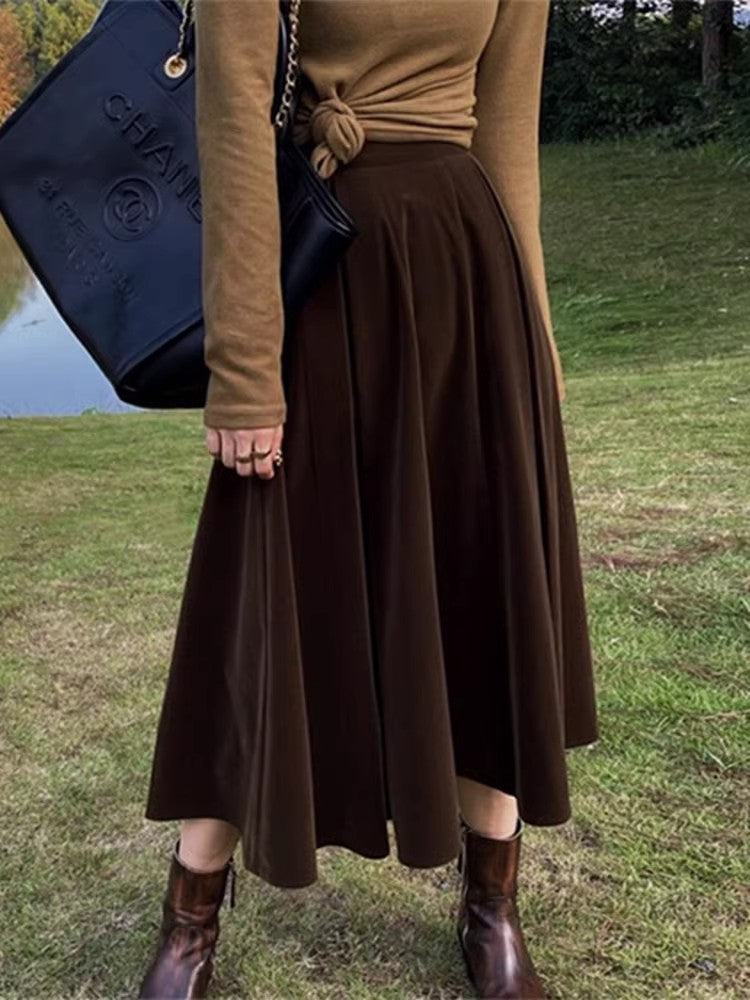 Women's Fashion Casual Retro Graceful Pleated Skirt