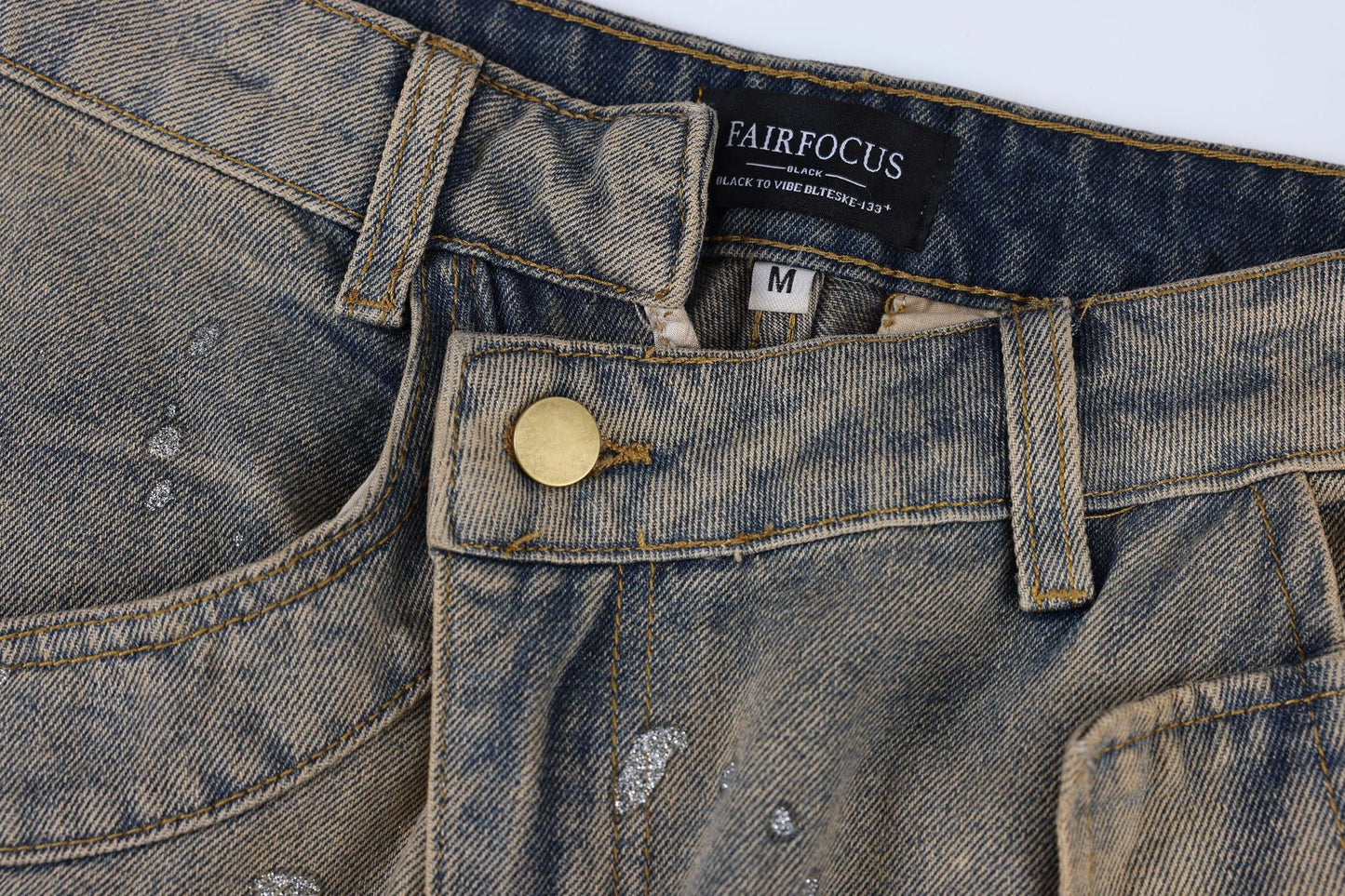 American Street Fashion Retro Easy Matching Washed Cargo Pocket Denim Trousers
