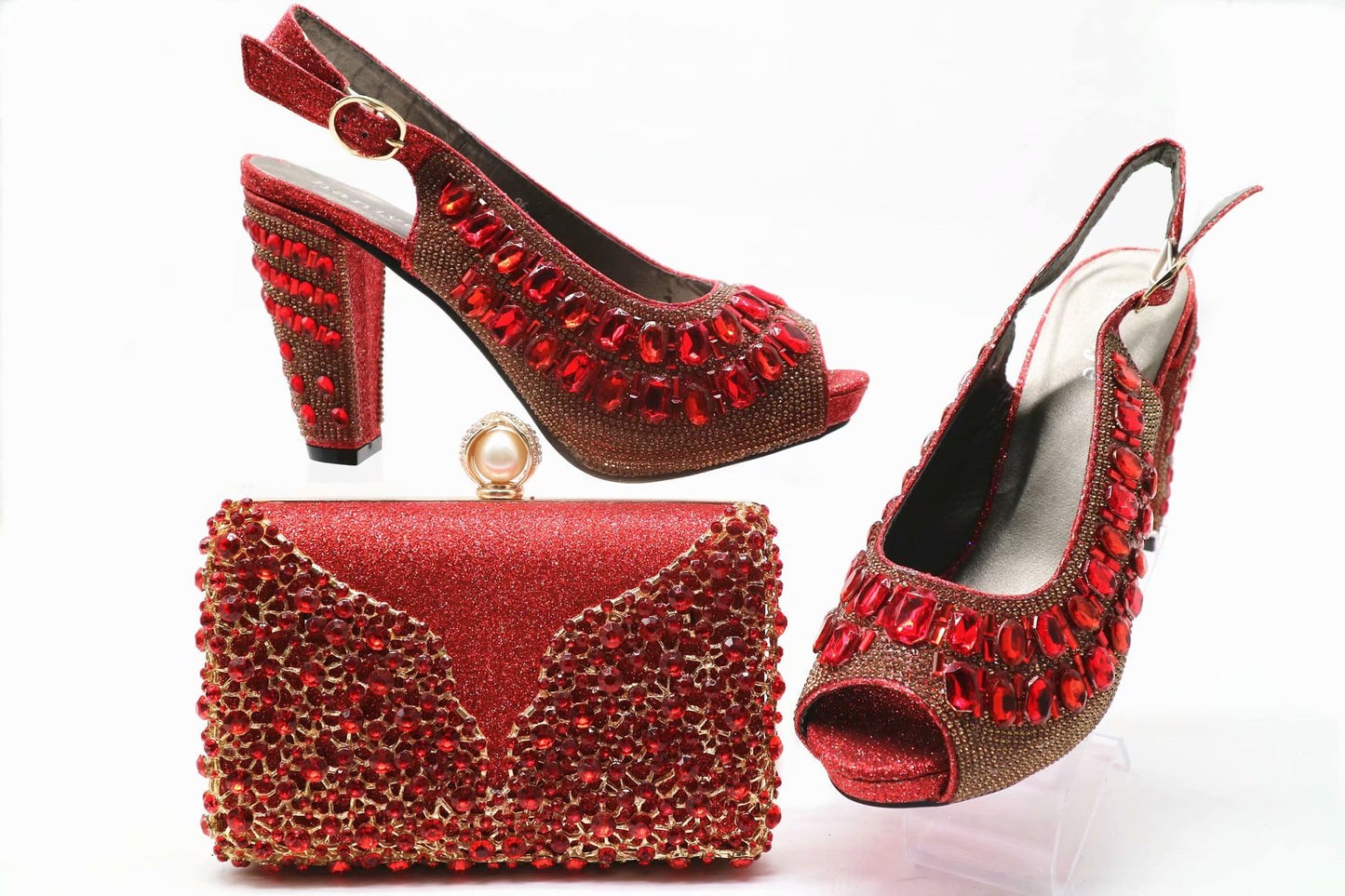 Large Size Rhinestone Bag With Shoes Wedding Diagonal Fashion