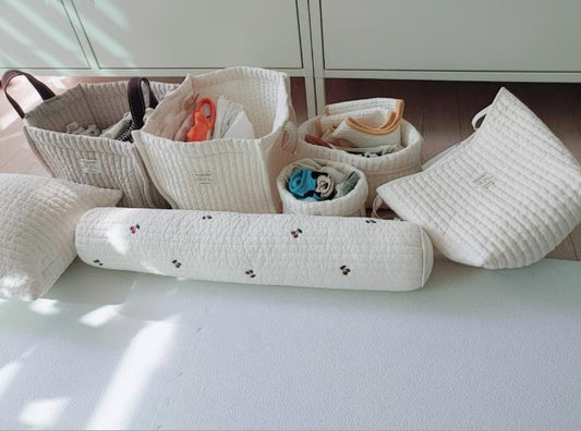 Vatteret Broderet Håndtaske Baby Sengeopbevaringstaske