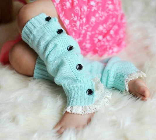 Children's Button Knitted Wool Pile Warm Foot Cover