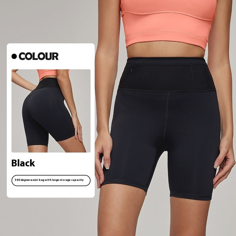 Ensfarvede yogashorts med fuld taljeopbevaring