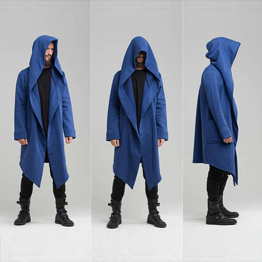 European and American long hooded cardigan coat