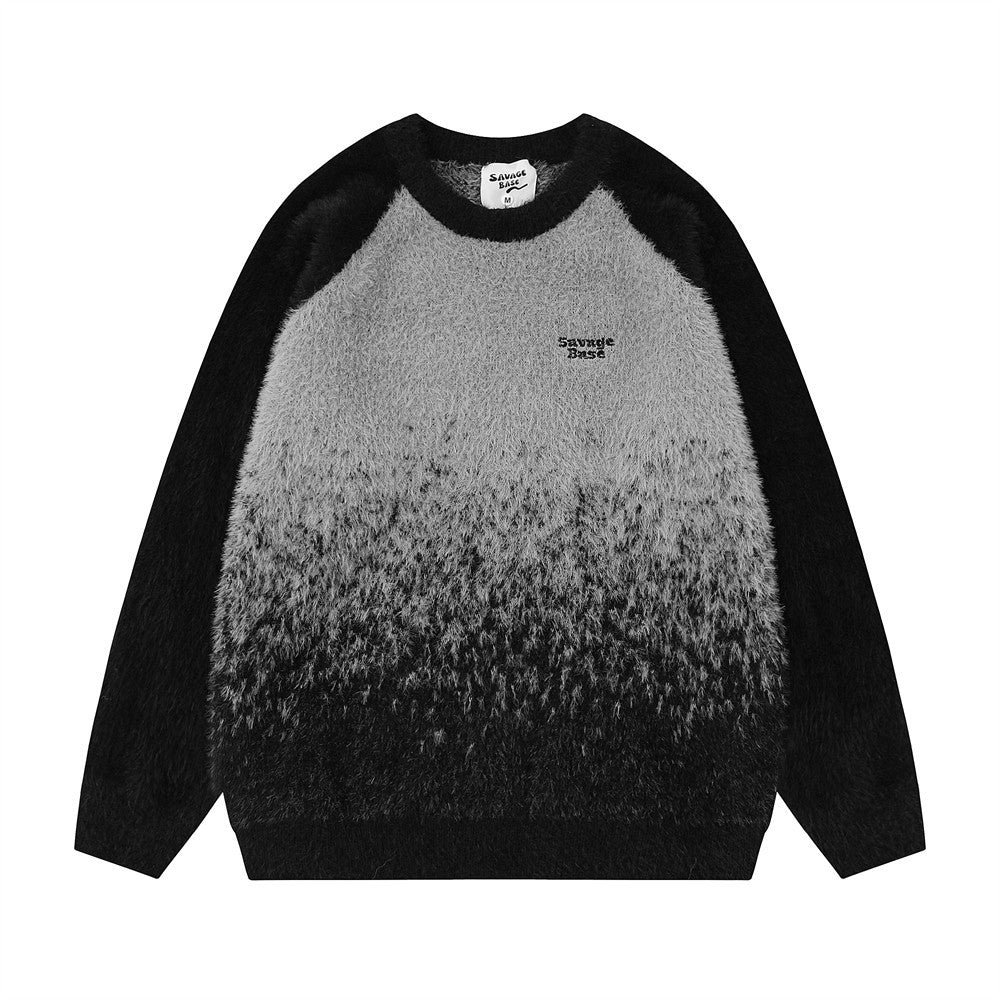 Gradient Mink-lignende Rundhals Sweater Herre Løs