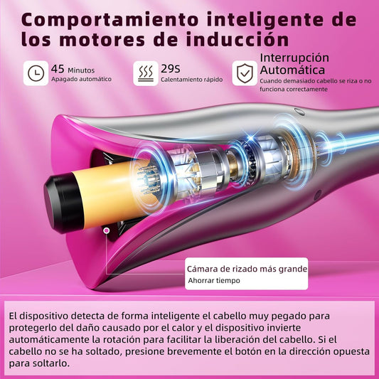Rizador De Pelo Automático,Iones Negativos Tenacillas Pelo Con 3 Temperaturas Ajustables,Calentamiento Rápido,Dirección De Rizado Ajustable,Anti Escaldado, Cable Antienredos Giratorio De 360 °