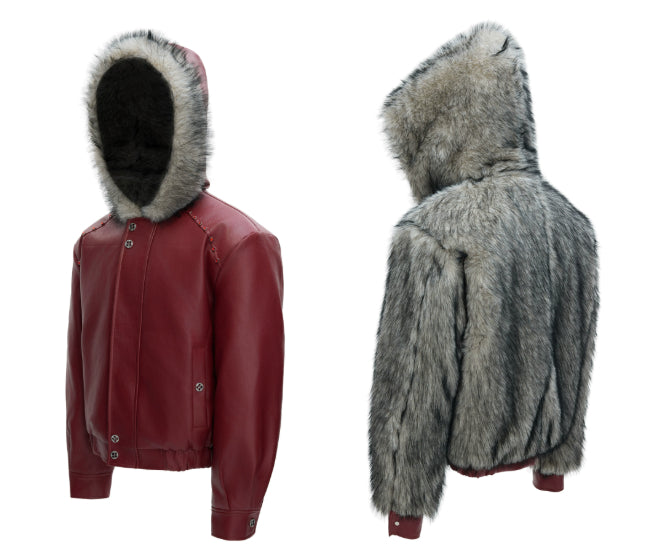 Men's Winter Padded Cotton Coat With Fleece Lining And Warm Fur Collar