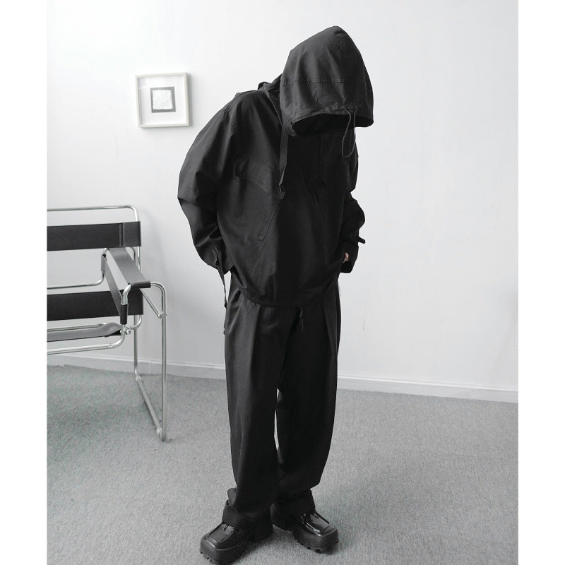 Men's Hip Hop Super Loose Big Pocket Pullover Jacket