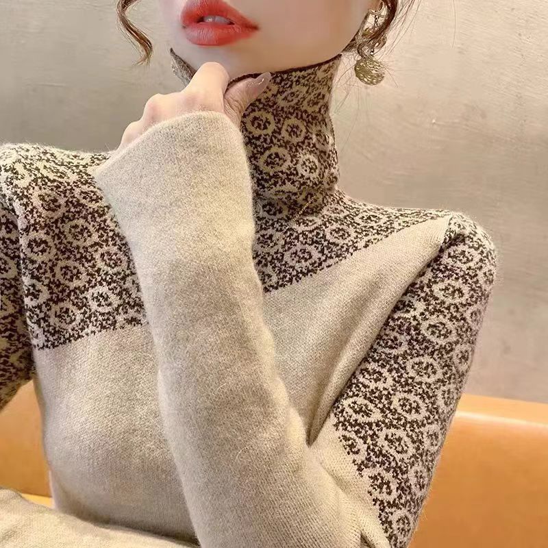 Womens Chic Turtleneck Knit Top For Fall And Winter