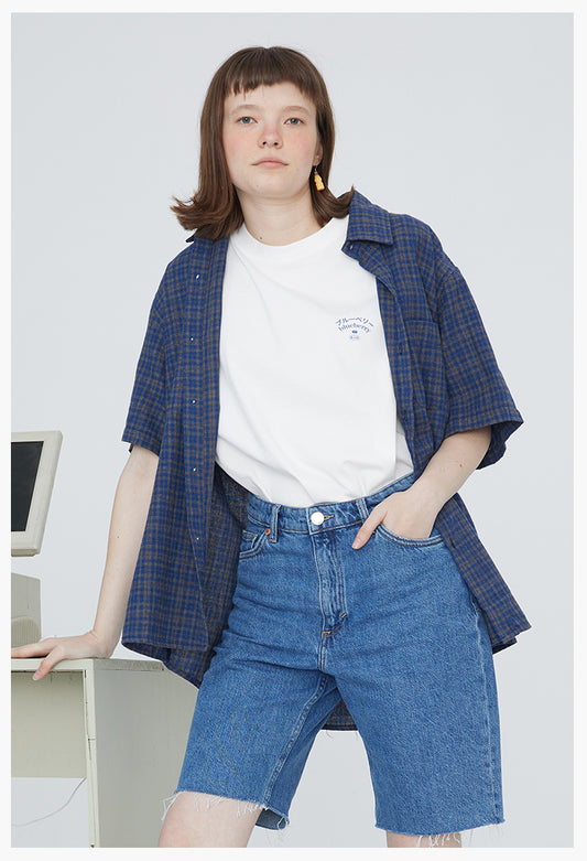 Square houlest original design raw denim shorts female high waist loose pants five pants new