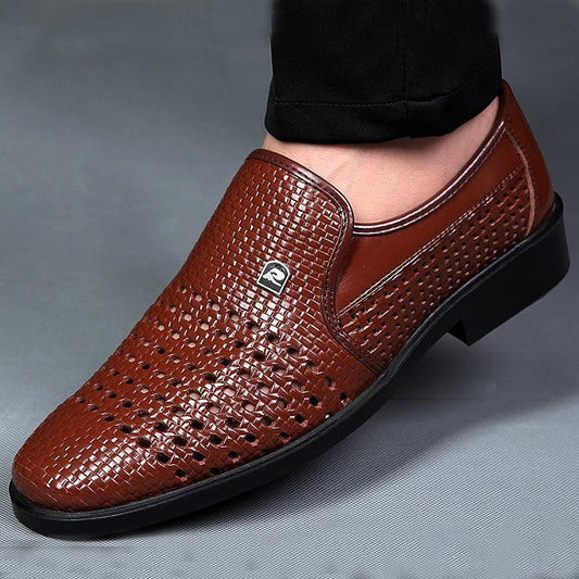 Men's Breathable Business Casual Hollow Leather Shoes