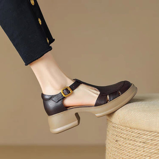 Small Chunky Heel Platform Ankle-strap High Heels