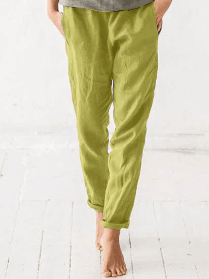 Women'sSolid Color Cotton And Linen Casual Trousers