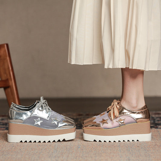 Mesh Platform Platform Shoes Women's Breathable Hollow Wedge Heel