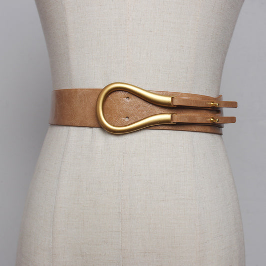 Belt Women's Skirt Metal Buckle U-shaped Belt Decorative Windbreaker Outer Wear Pant Belt