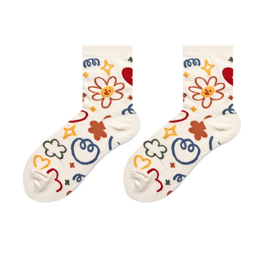 Socks Female Japanese Cute Cartoon Hand-painted Stockings Korean Version