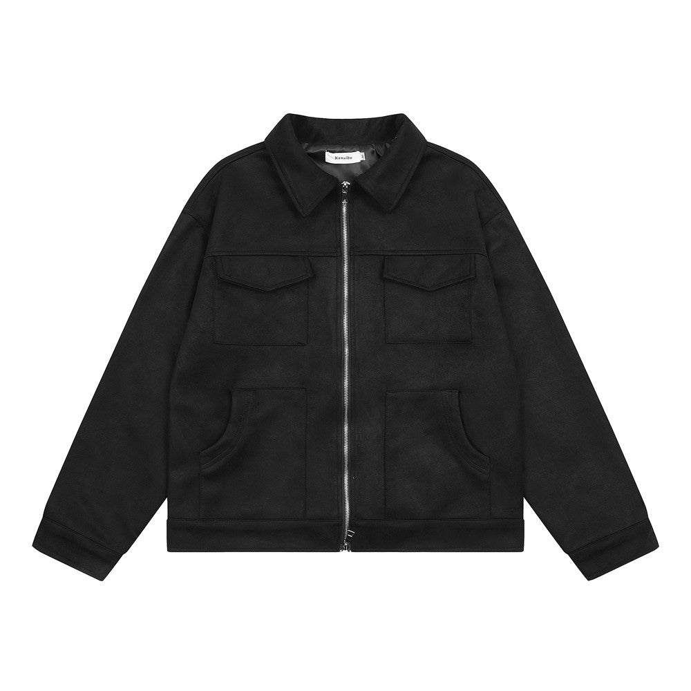 Solid Color Long Sleeve Lapel Pilot Jacket Versatile Trendy
