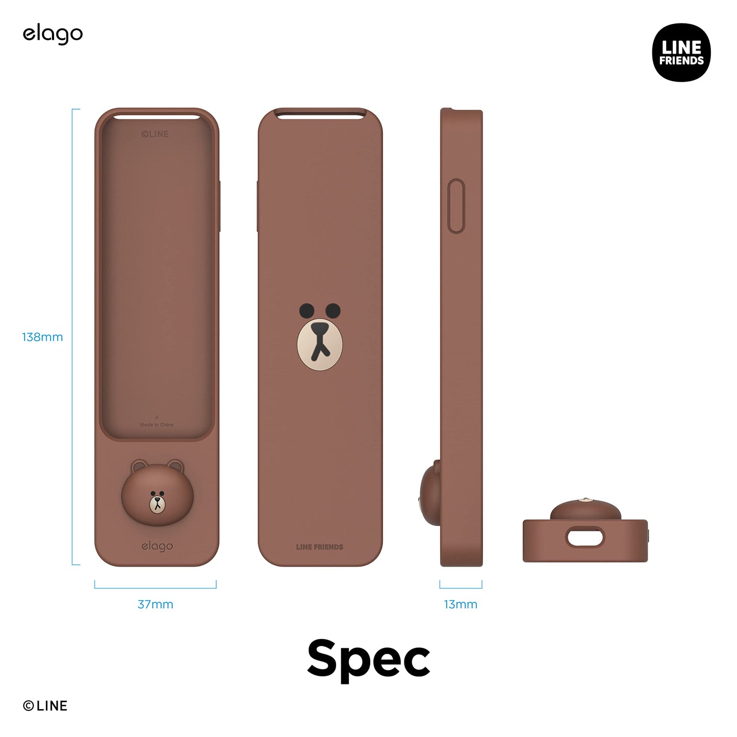 elago | LINE Friends slimmat fodral kompatibelt med 2022 Apple TV 4K HD Siri Remote 3:e generationen och kompatibel med 2021 Apple TV 4K HD Siri fjärrkontroll 2:a generationen – smal, lätt,